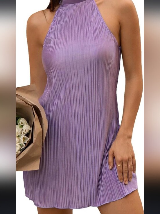 SHEIN Dresses & Skirts - SHEIN Lavender Pleated Halter Mini Dress